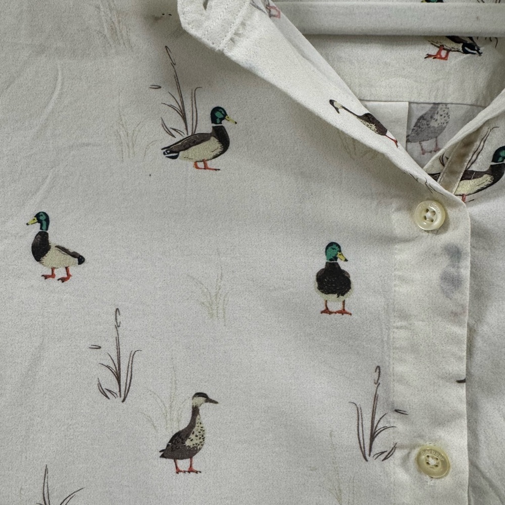 Barbour Duck Print Button Down Shirt Relaxed Fit | Cute Preppy Top - Picture 5 of 7